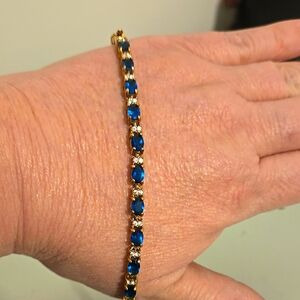 Avon December Simulated Blue Topaz Birthstone Bracelet Gold Tone